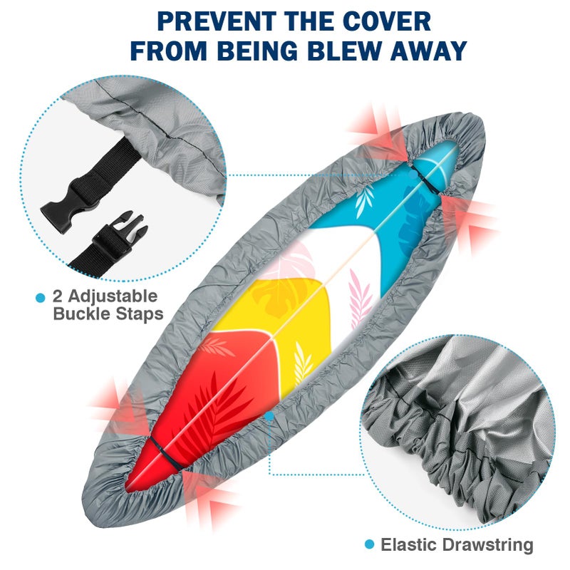 Kohree 600D Kayak Cover Waterproof, Kayak Covers for Outdoor Storage, Heavy Duty UV Protection Paddle Board Covers SUP Canoe Cover, 11.8-13.1ft - Image 3